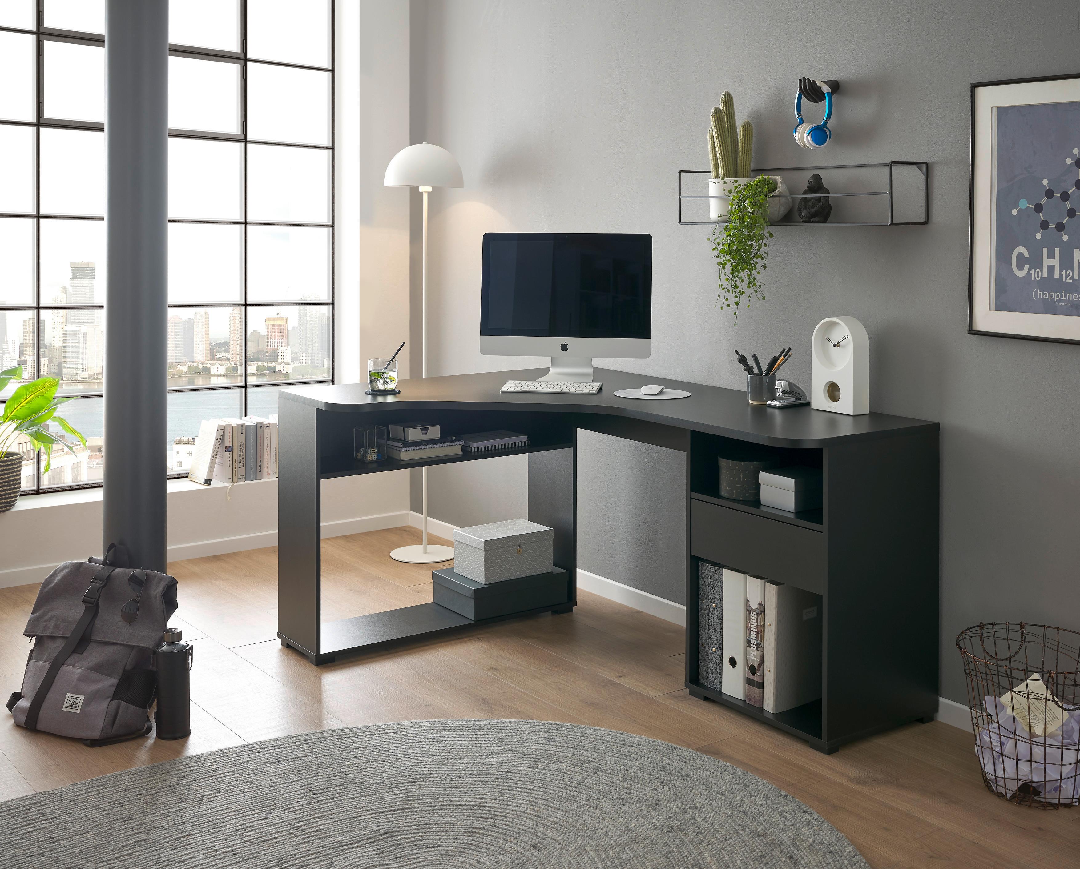 Gaming Tisch Bc 3155 Schwarz B: 110-150 cm - Schwarz, Design, Holzwerkstoff (110/150/74/50cm) - MID.YOU
