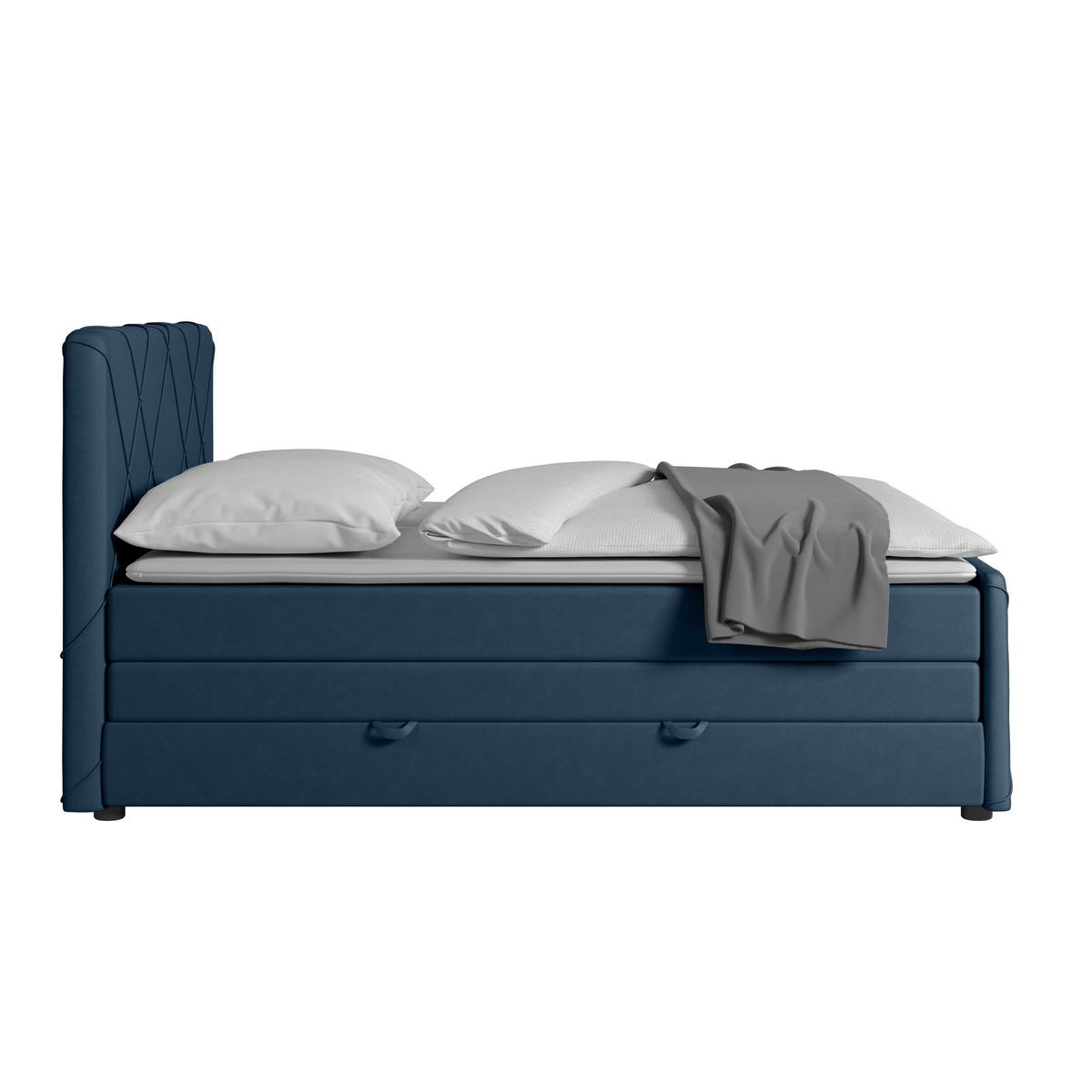 Boxspringbett mit Bettkasten Cordoba 180x200 cm Blau - Blau/Schwarz, MODERN, Holz/Kunststoff (180/200cm) - MID.YOU