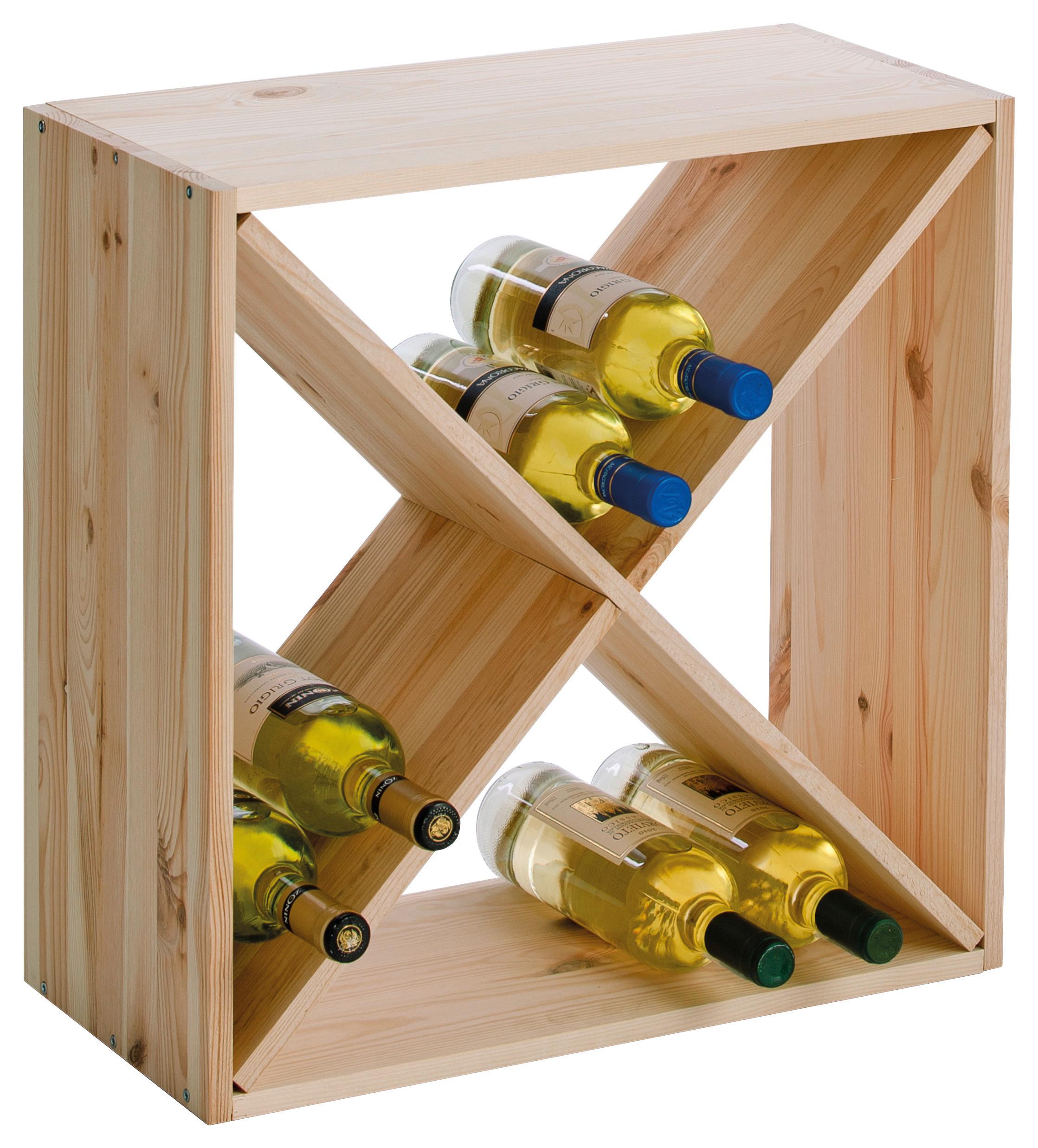Weinregal Naturfarben B: 52 cm - Naturfarben, Basics, Holz (52/52/25cm) - Zeller Present