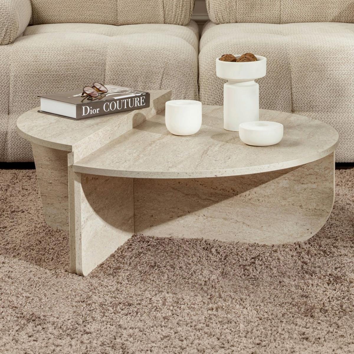 COUCHTISCH Orion Creme L: 90-85cm - Creme, Design, Holzwerkstoff (90-85/60-30/30-35cm) - MID.YOU