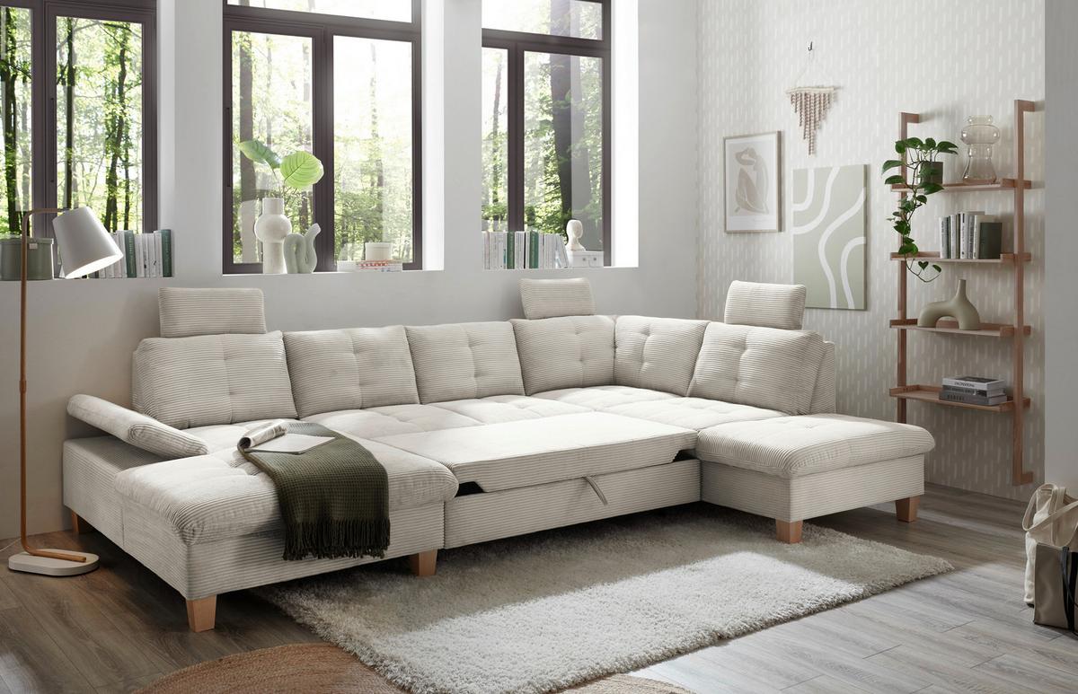Wohnlandschaft Ascot Beige U: 170x324x220 cm - Eichefarben/Beige, KONVENTIONELL, Textil (170/324/220cm) - MID.YOU