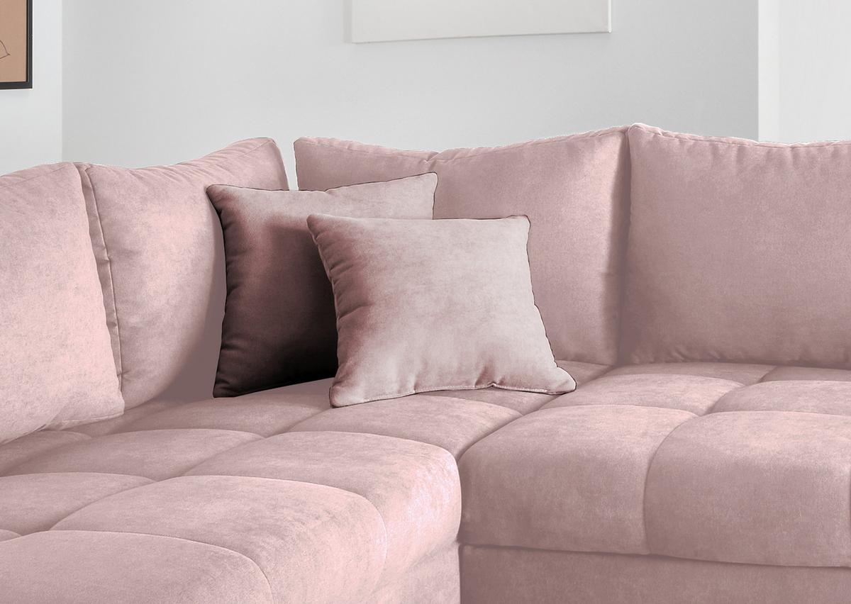 Eckschlafsofa Alvito Rosa S: 202/298 cm - Silberfarben/Rosa, Design, Textil (202/298cm) - MID.YOU
