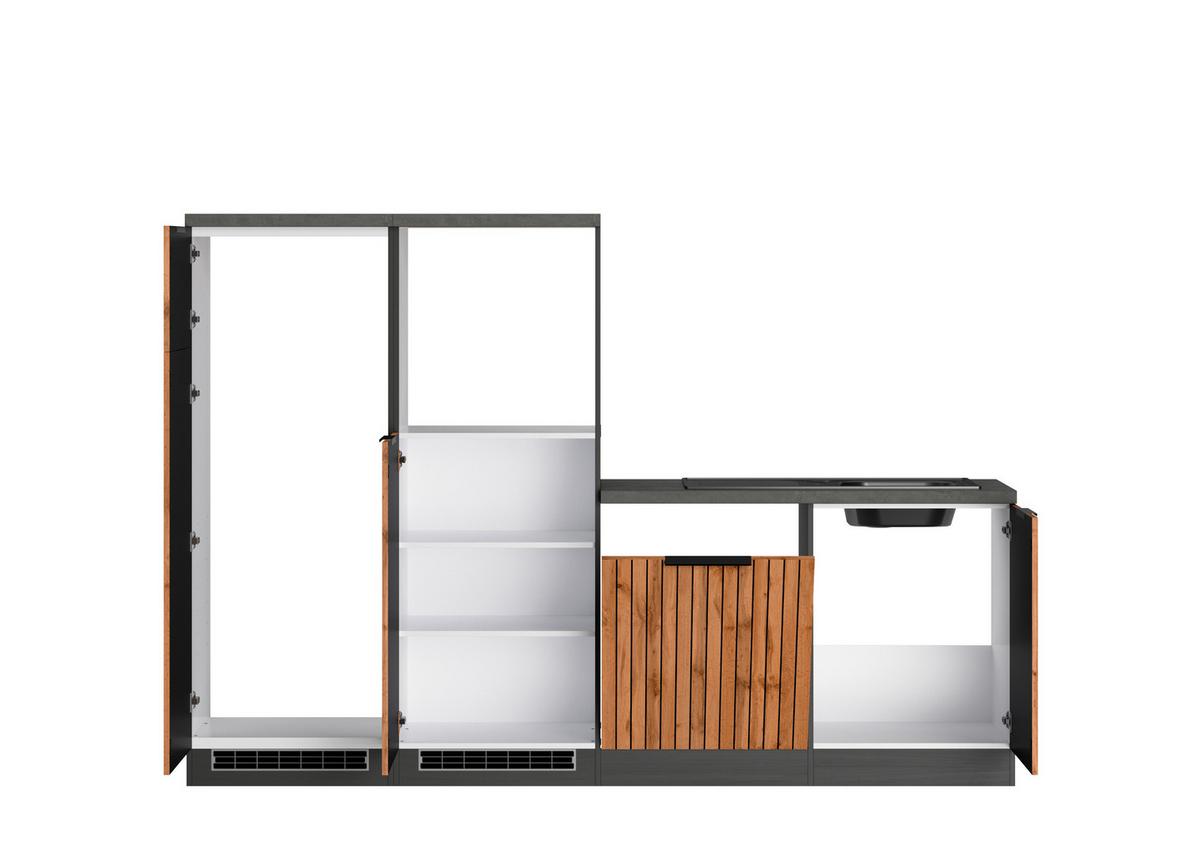 Eckküche Liverpool Graphit/ Eiche Dekor S: 300x240 Cm - Schieferfarben/Eiche Wotan, Basics, Holzwerkstoff (300/240cm) - Held