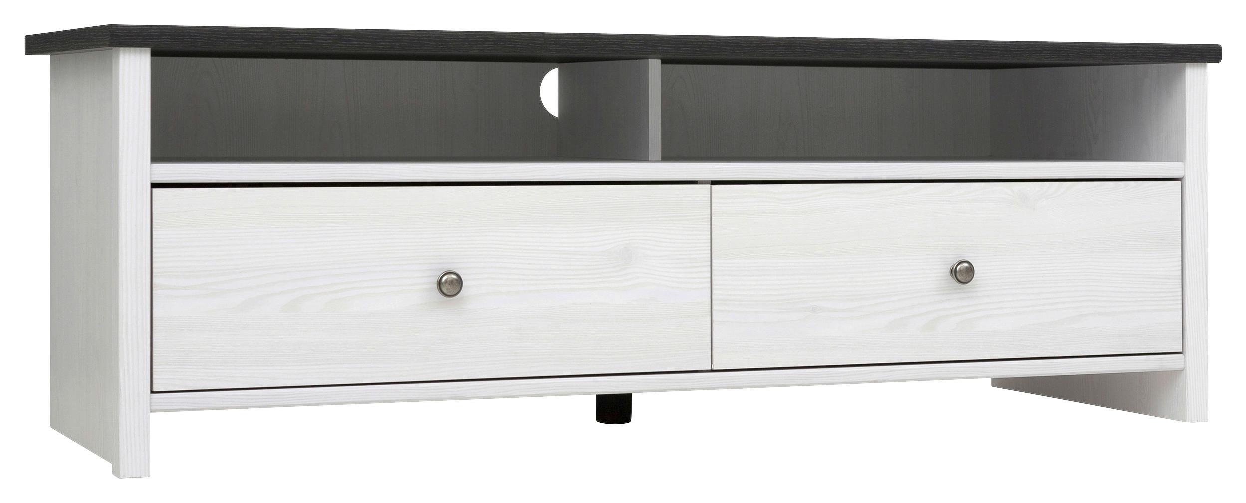 Lowboard Porto TV Cabinet - Lärchefarben/Schwarz, Design, Holzwerkstoff (128,5/44/44,5cm)