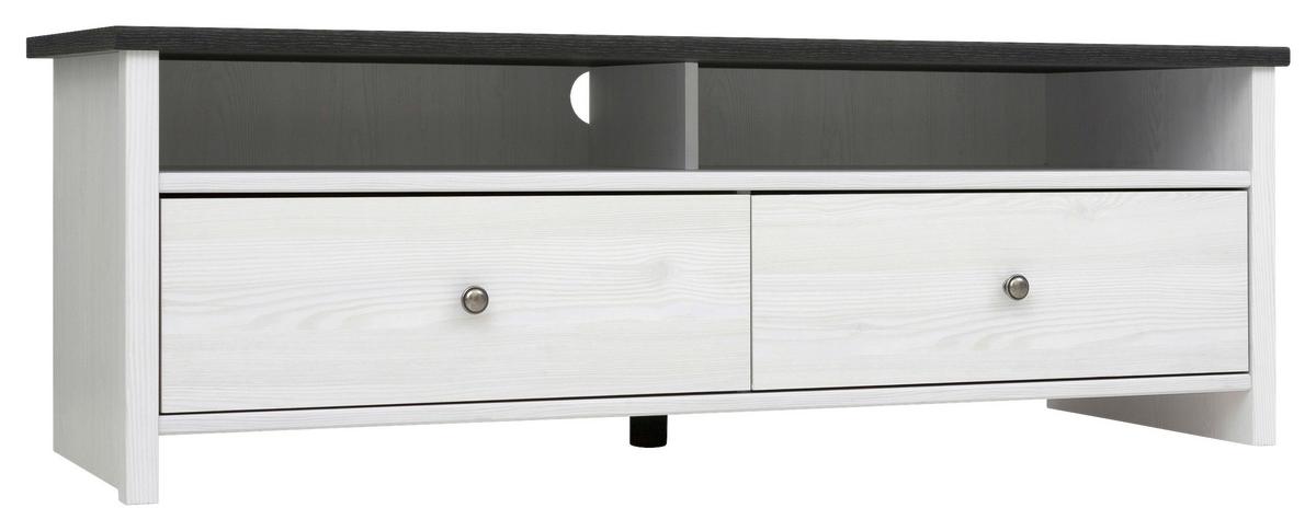 Lowboard Porto TV Cabinet - Lärchefarben/Schwarz, Design, Holzwerkstoff (128,5/44/44,5cm)