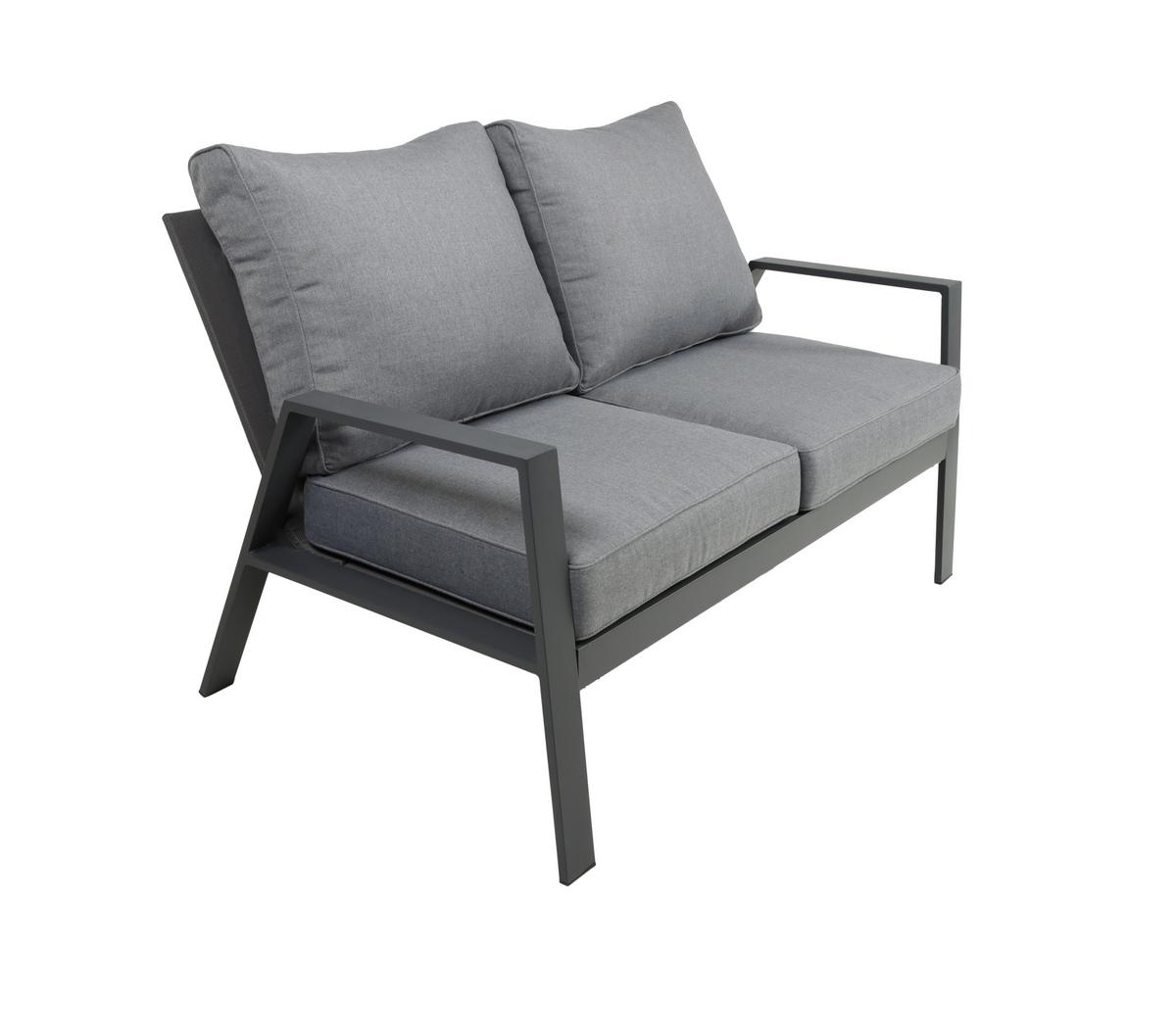 Gartenset Victoria - Anthrazit/Grau, Basics, Kunststoff/Textil - Gardenson