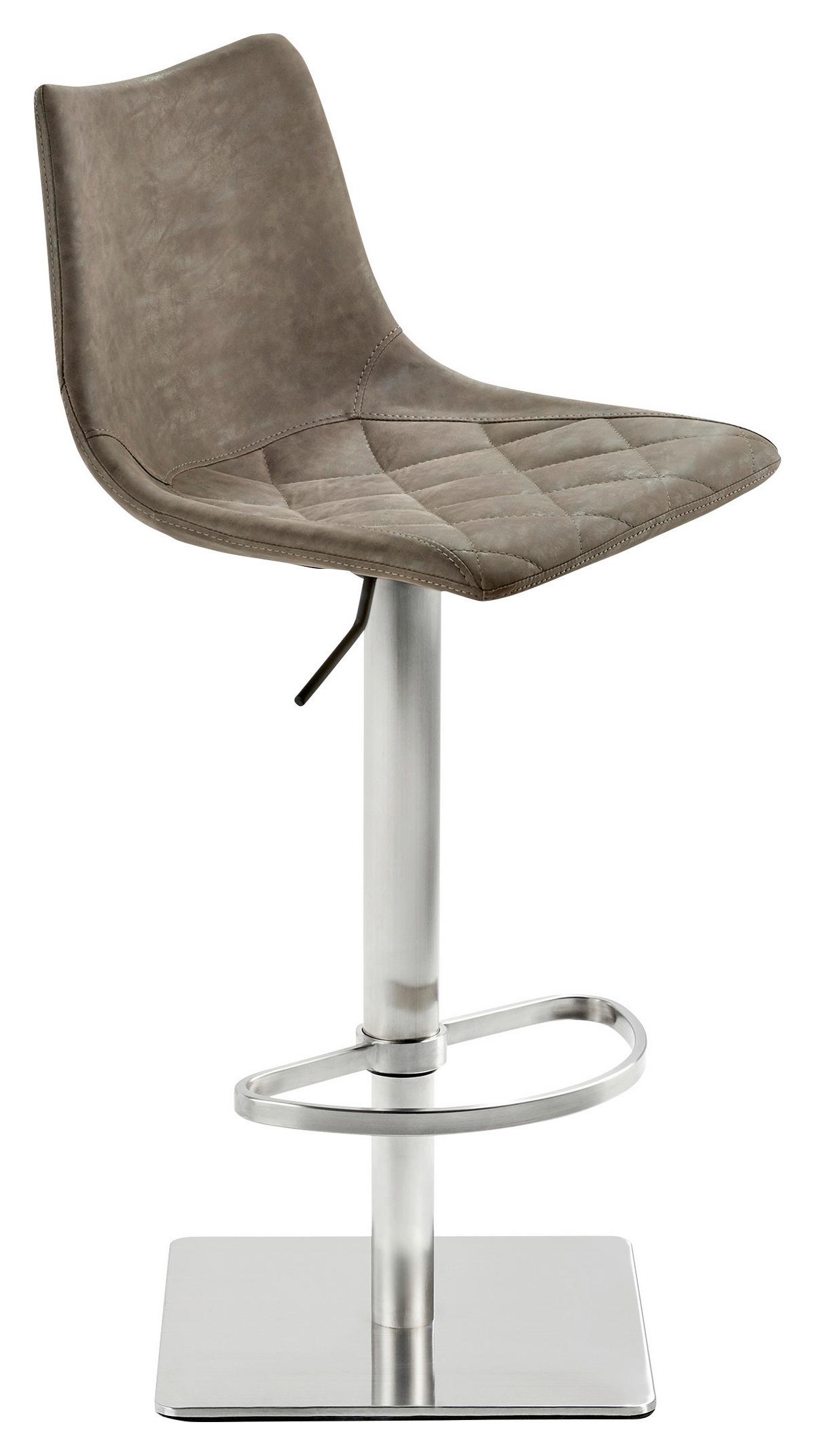 Tresenstuhl My Tobi Schlamm, Höhenverstellbar Und Drehbar - Edelstahlfarben/Schlammfarben, KONVENTIONELL, Holz/Textil (43/85-110/50cm) - Livetastic