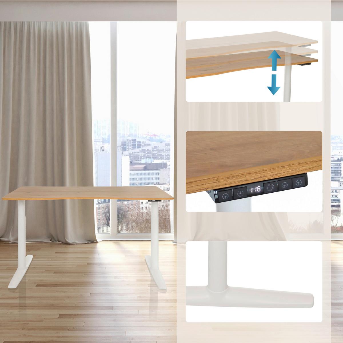 Schreibtisch Eichefarben B: 140 cm - Eichefarben/Weiß, MODERN, Holzwerkstoff/Metall (140/70/73 - 118cm) - MID.YOU