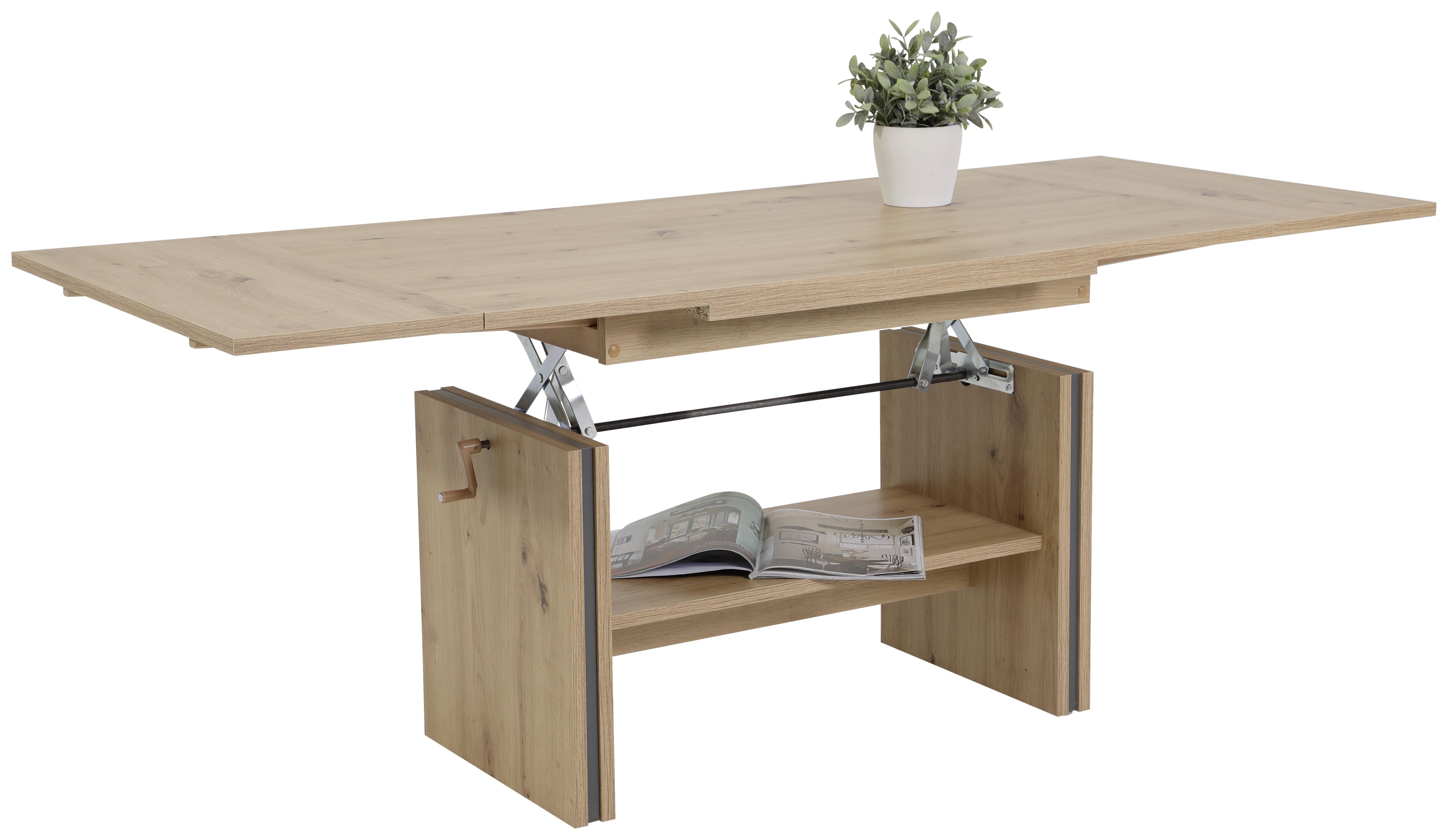 Couchtisch höhenverstellbar + ausziehbar Hilmar, Eiche Dekor - Eichefarben, MODERN, Holzwerkstoff (110-165/67/56-66cm) - MID.YOU
