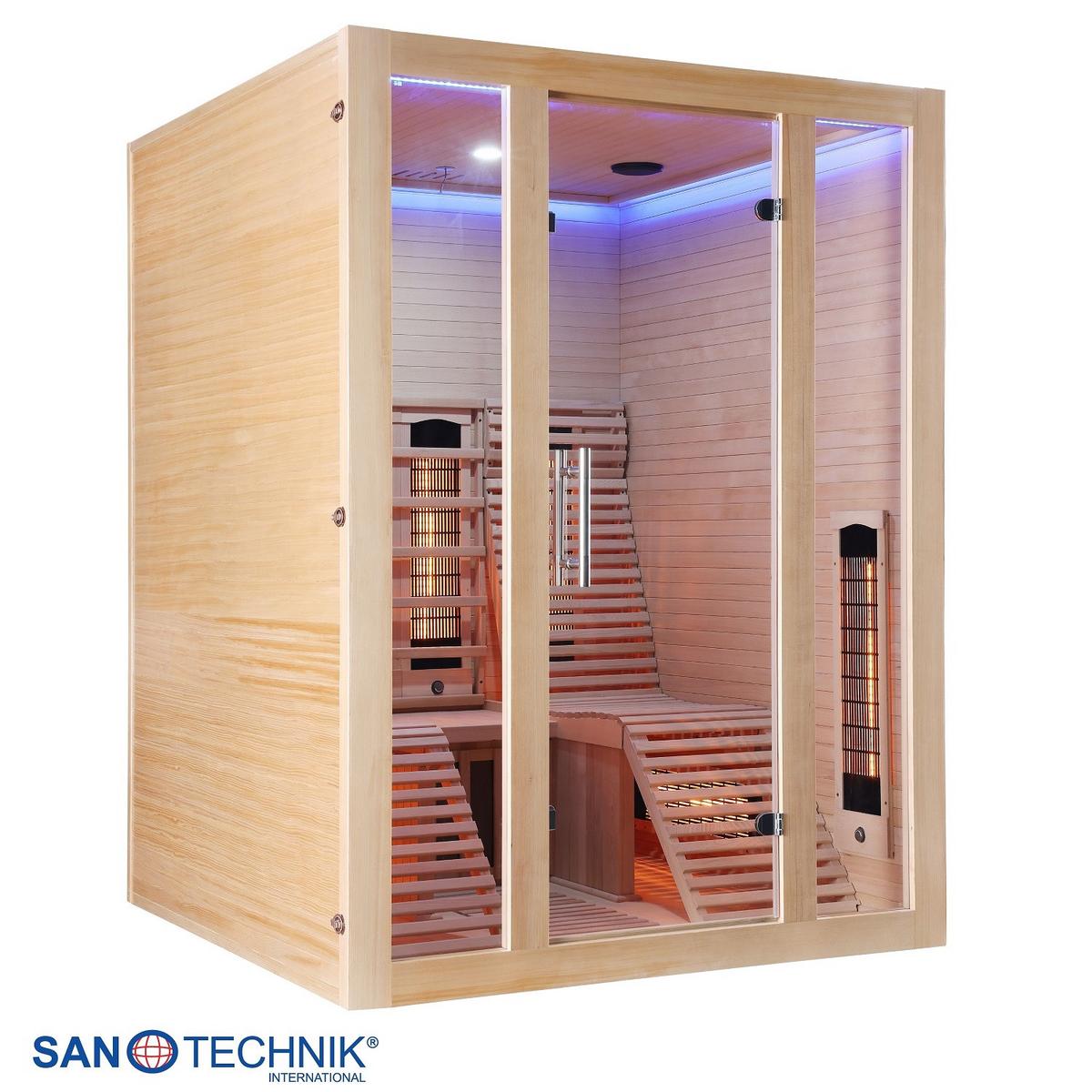 Infrarotkabine 2 Personen BHT: 150x200x150 cm + Glastür - Braun, Basics, Holz (150/200/150cm) - Sanotechnik