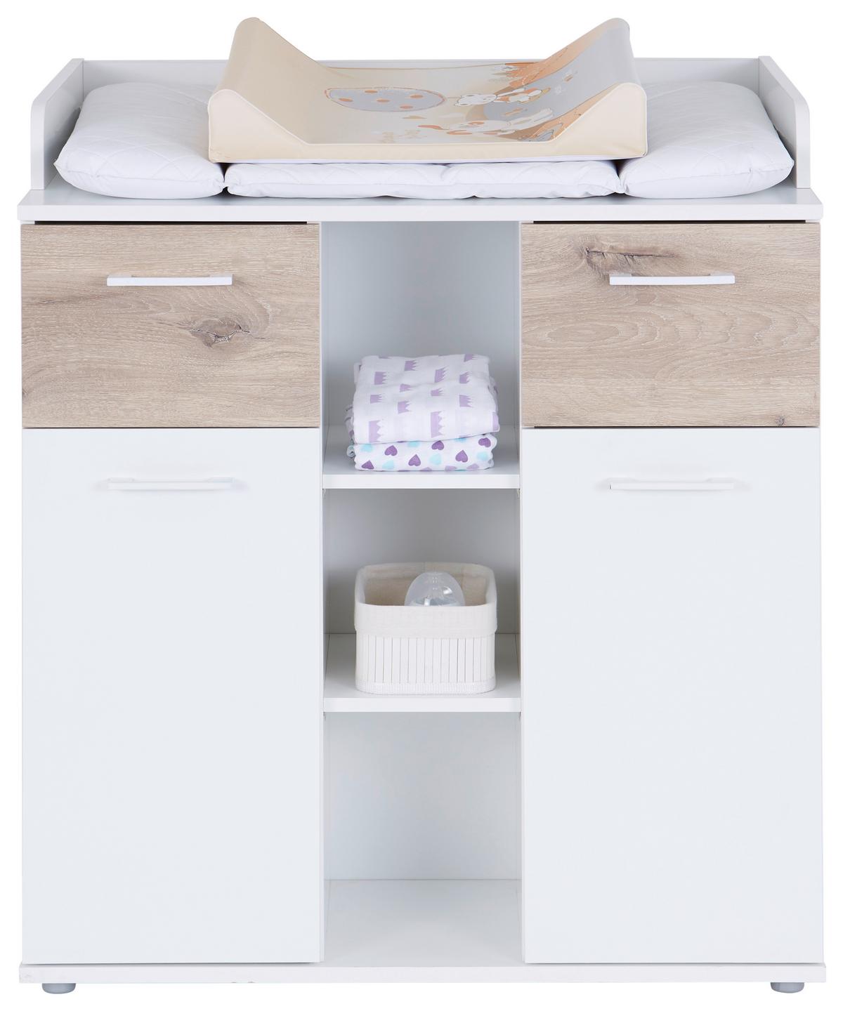 Pelenkázó Komód Alex - tölgyfa színű/fehér, Konventionell, faalapú anyag (89/101/78cm)