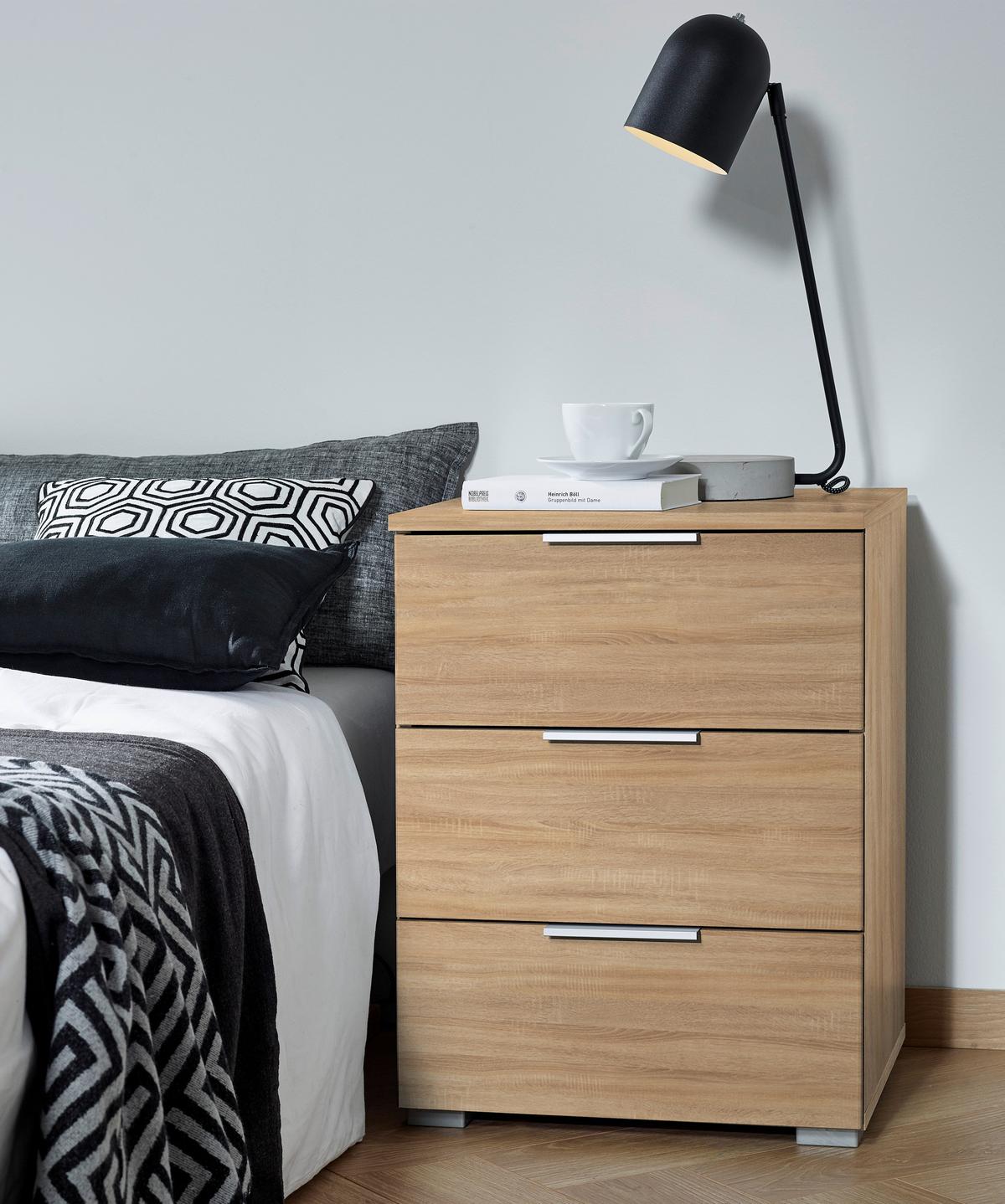 Nachtkästchen Sonoma Eiche Dekor H: 62 Cm Alabama - Alufarben/Sonoma Eiche, MODERN, Holzwerkstoff (47/62/42cm) - Rauch Möbel