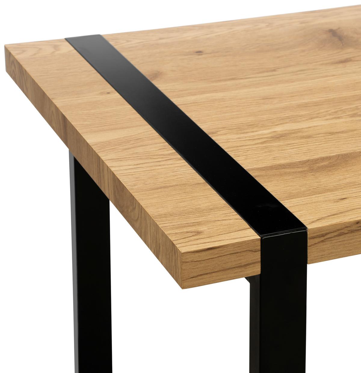 Eckschreibtisch Ray Schwarz/Eichefarben L: 160 cm - Eichefarben/Schwarz, MODERN, Holzwerkstoff/Metall (160/160/76cm) - MID.YOU