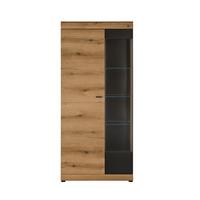 Vitrine Soleto Graphit-/Eichefarben B: 90cm - Eichefarben/Schwarz, Design, Holzwerkstoff (90/201/35cm) - MID.YOU