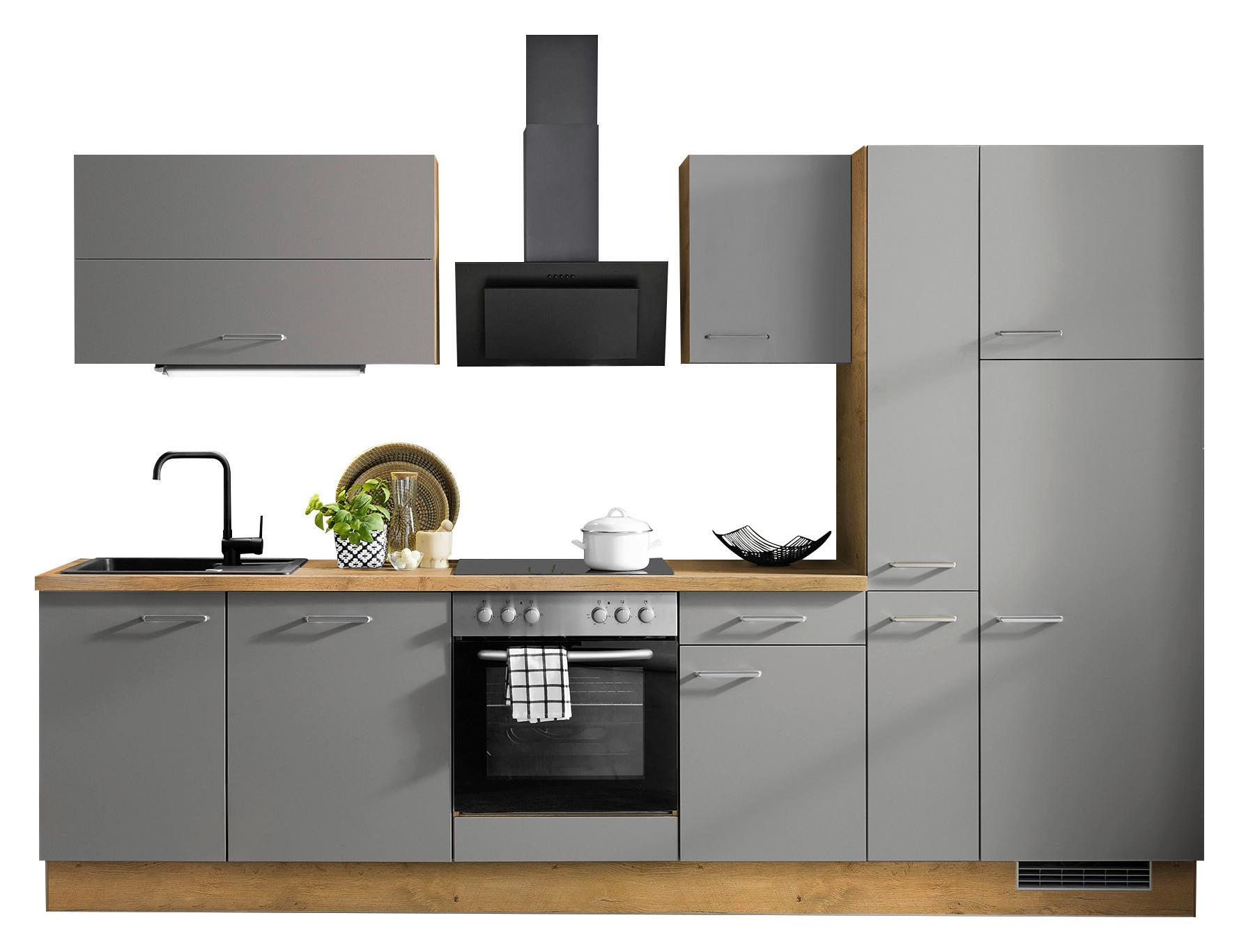 KÜCHENLEERBLOCK IP1200 - Schieferfarben/Eichefarben, Basics, Holzwerkstoff (310cm) - Impuls