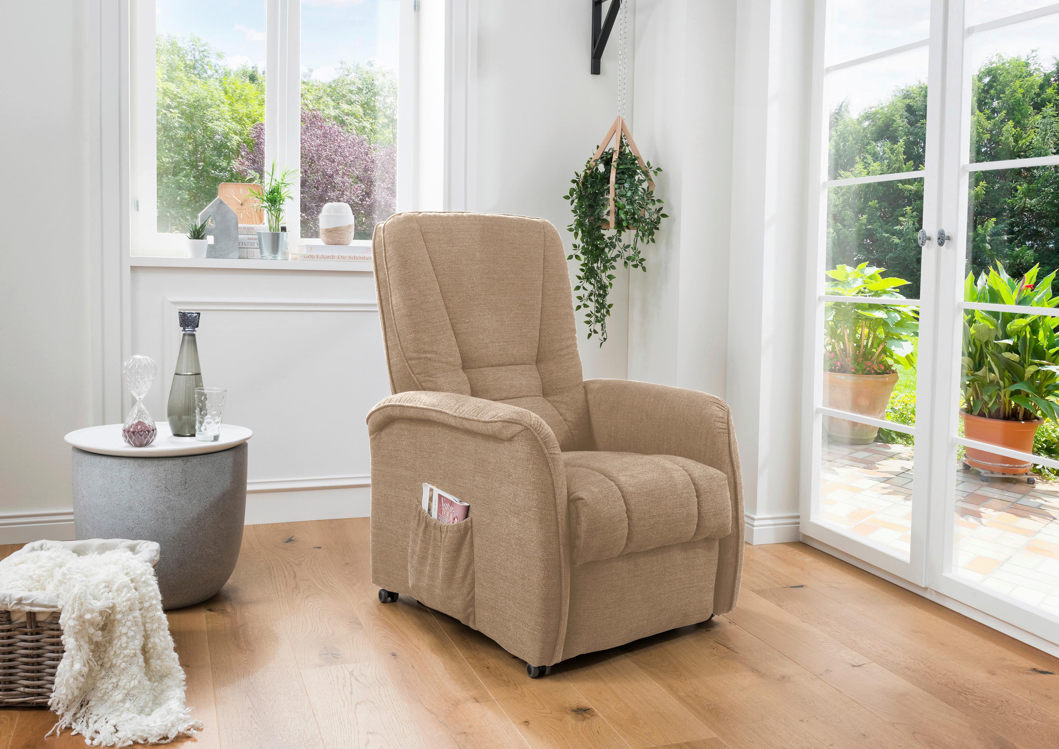 Fernsehsessel Harry Hellbraun B: 77 cm - Hellbraun/Dunkelgrün, Design, Textil (77/107/88cm) - Livetastic