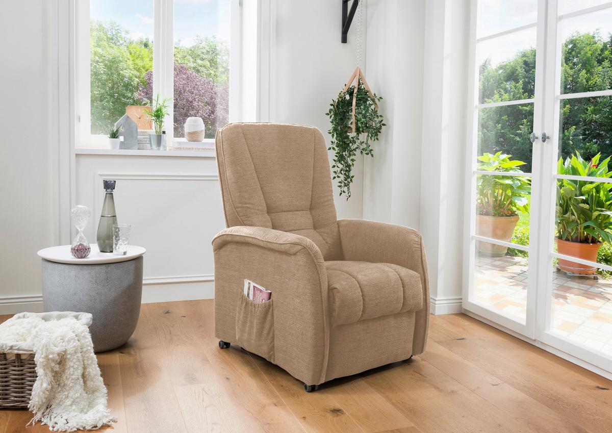 Fernsehsessel Harry Hellbraun B: 77 Cm - Hellbraun/Dunkelgrün, Design, Textil (77/107/88cm) - Livetastic