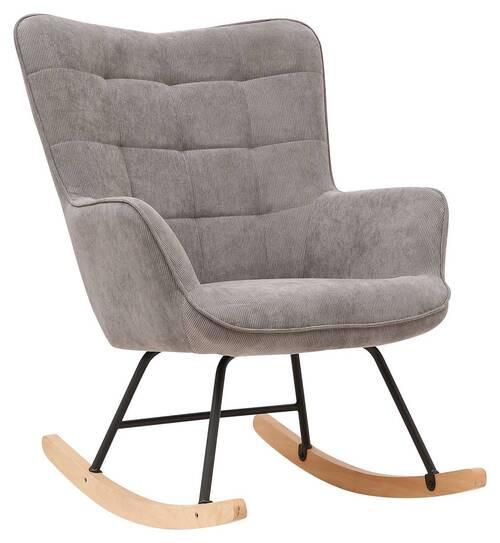 Schaukelstuhl Mit Armlehnen Richie Stoffbezug Grau - Buchefarben/Schwarz, MODERN, Holz/Textil (72/92/92cm) - MID.YOU