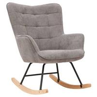 Schaukelstuhl Mit Armlehnen Richie Stoffbezug Grau - Buchefarben/Schwarz, MODERN, Holz/Textil (72/92/92cm) - MID.YOU