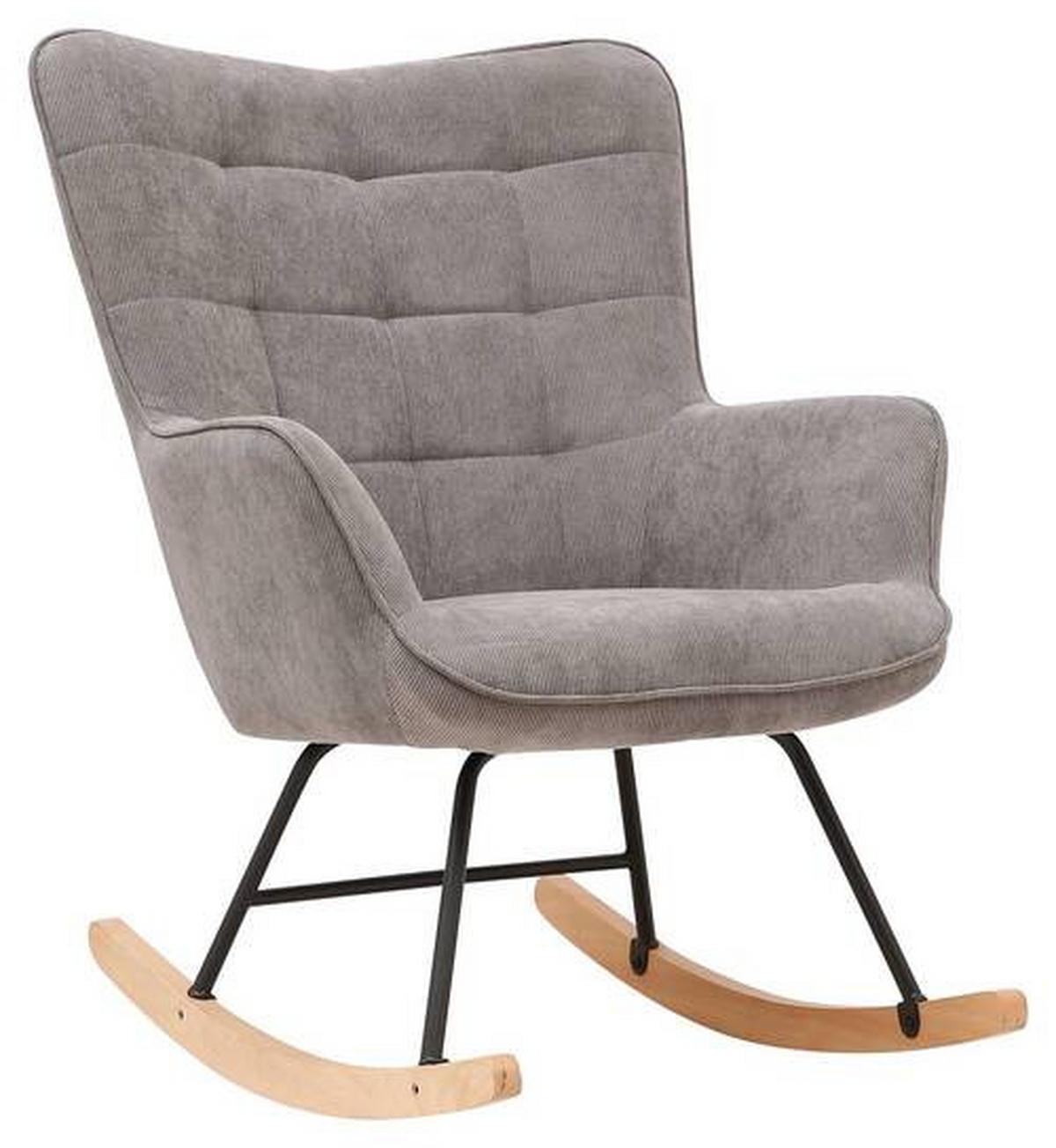 Schaukelstuhl Mit Armlehnen Richie Stoffbezug Grau - Buchefarben/Schwarz, MODERN, Holz/Textil (72/92/92cm) - MID.YOU