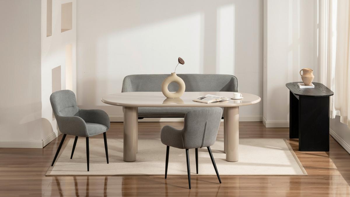 Sitzbank Serena Leinenoptik Grau, B: 160 cm - Schwarz/Grau, KONVENTIONELL, Holz/Textil (160/87/62cm)