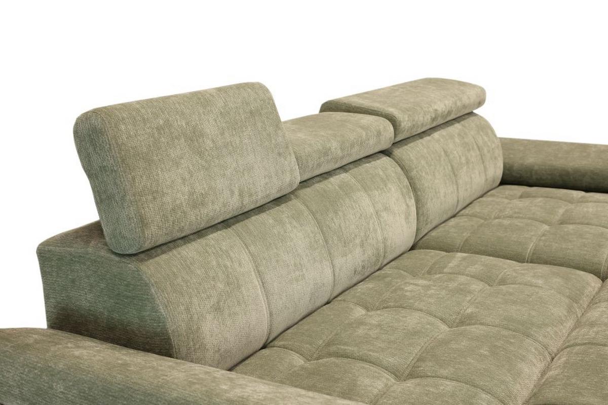 Rohová sedačka VEGAS, pravá, šalviovozelená ženilka - čierna/šalviovozelená, Design, drevo/textil (294/173cm)