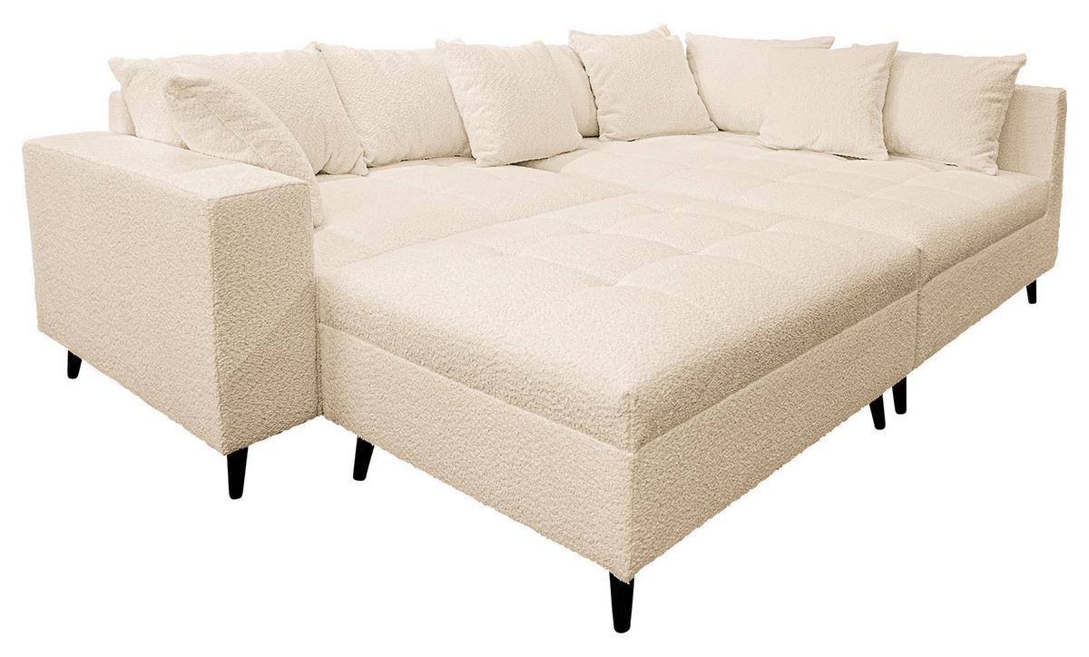 Ecksofa Pruno, Beige S: 247x174 Cm - Beige/Schwarz, Design, Textil (247/174cm) - MID.YOU