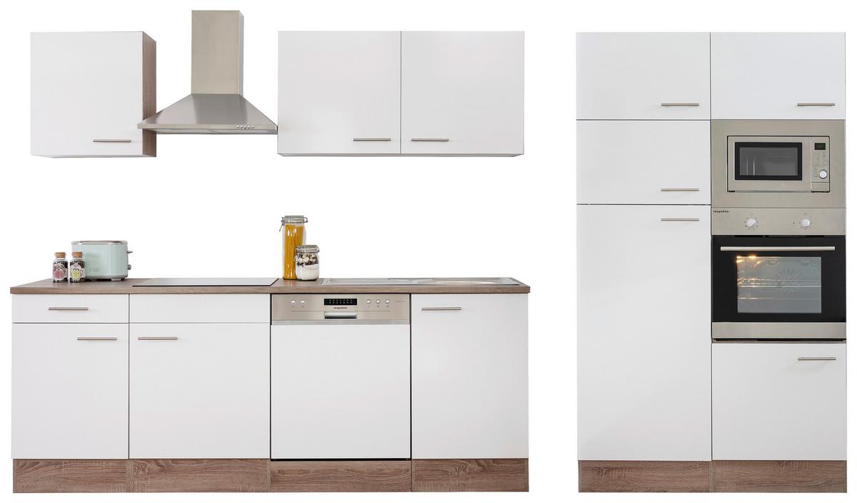 Küchenzeile mit Geräten B: 340 cm Eiche Dekor/Weiß - Eichefarben/Weiß, Design, Holzwerkstoff (340cm) - Respekta