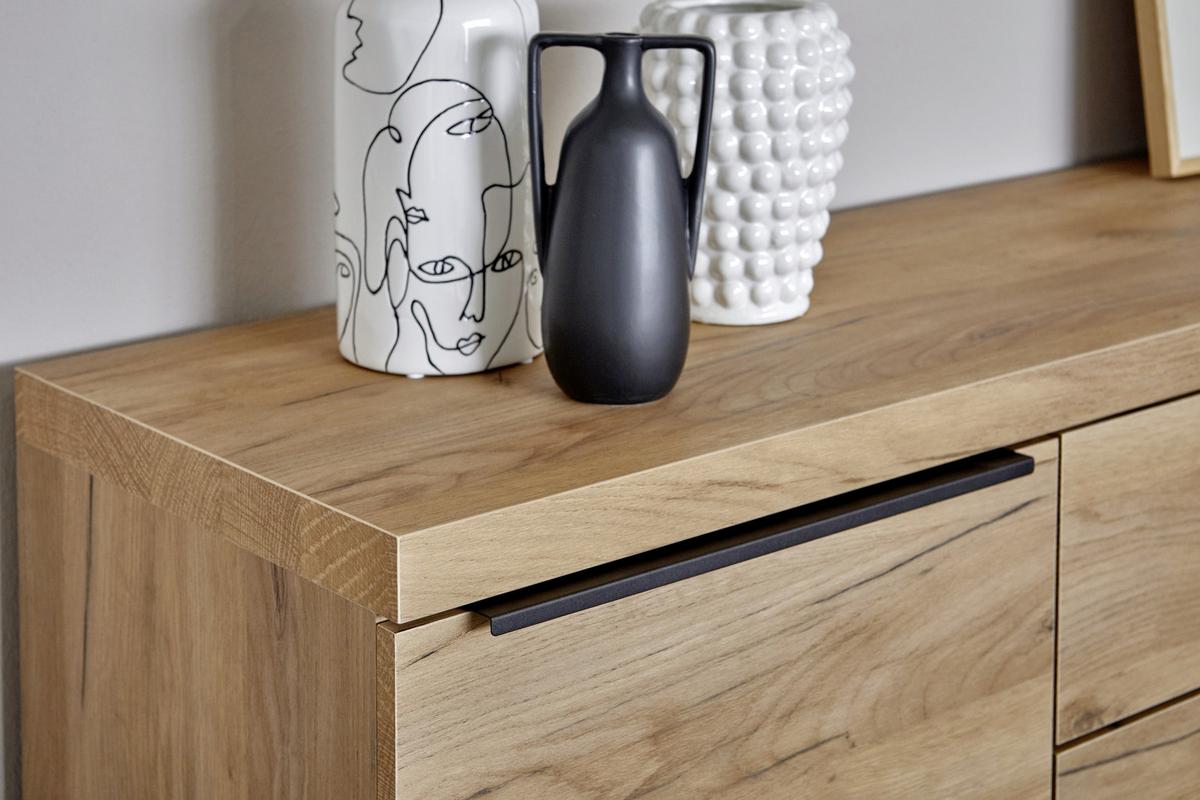 Sideboard 180 Cm Aspen Sb 180 Kernbuche - Eichefarben/Schwarz, KONVENTIONELL, Holzwerkstoff/Metall (180/74/39,5cm) - Livetastic