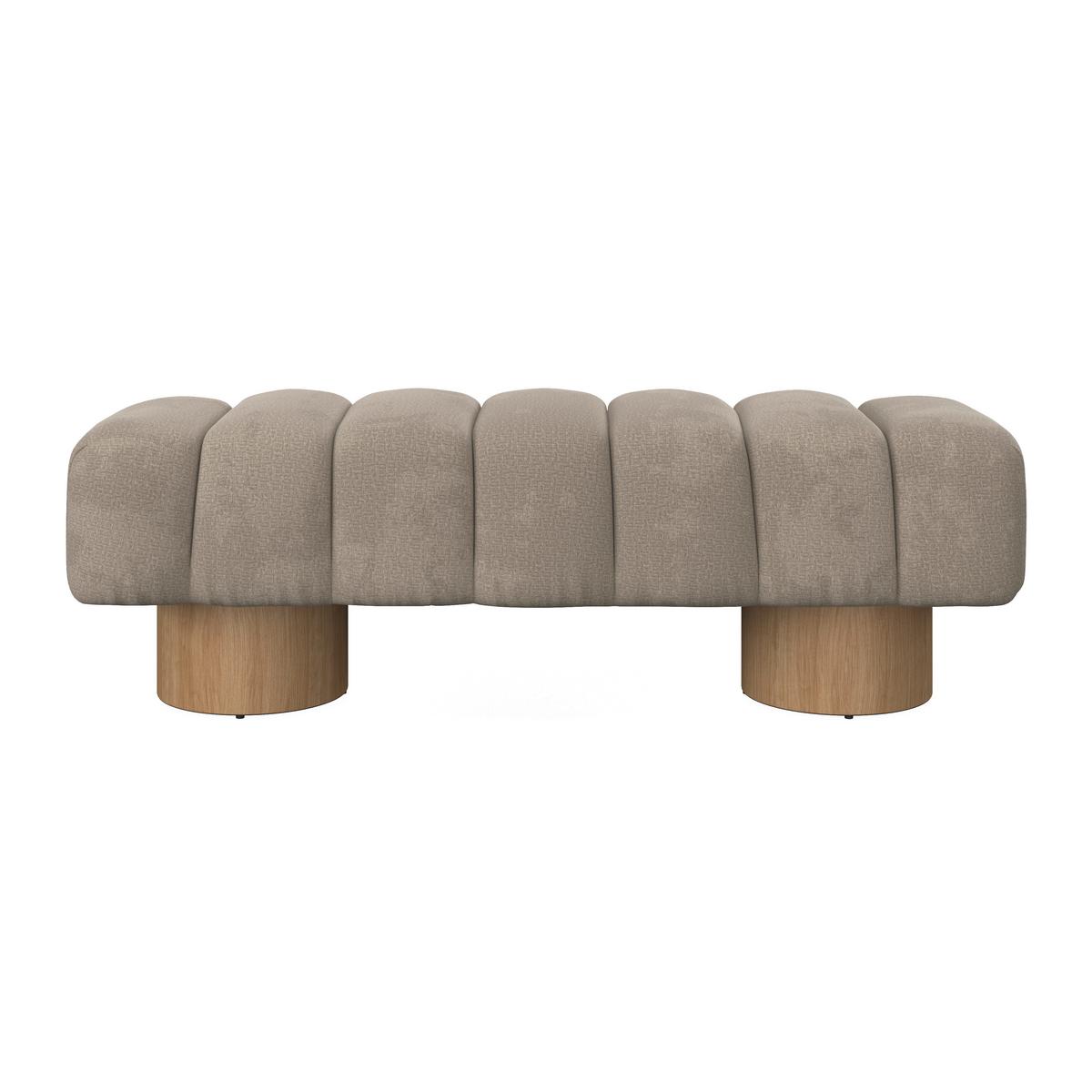 Sedací lavice ALINA, sv.hnědá žinylka, max. 240 kg - přírodní barvy/světle hnědá, Moderní, dřevo/kompozitní dřevo (140/45/45cm) - Bessagi Home