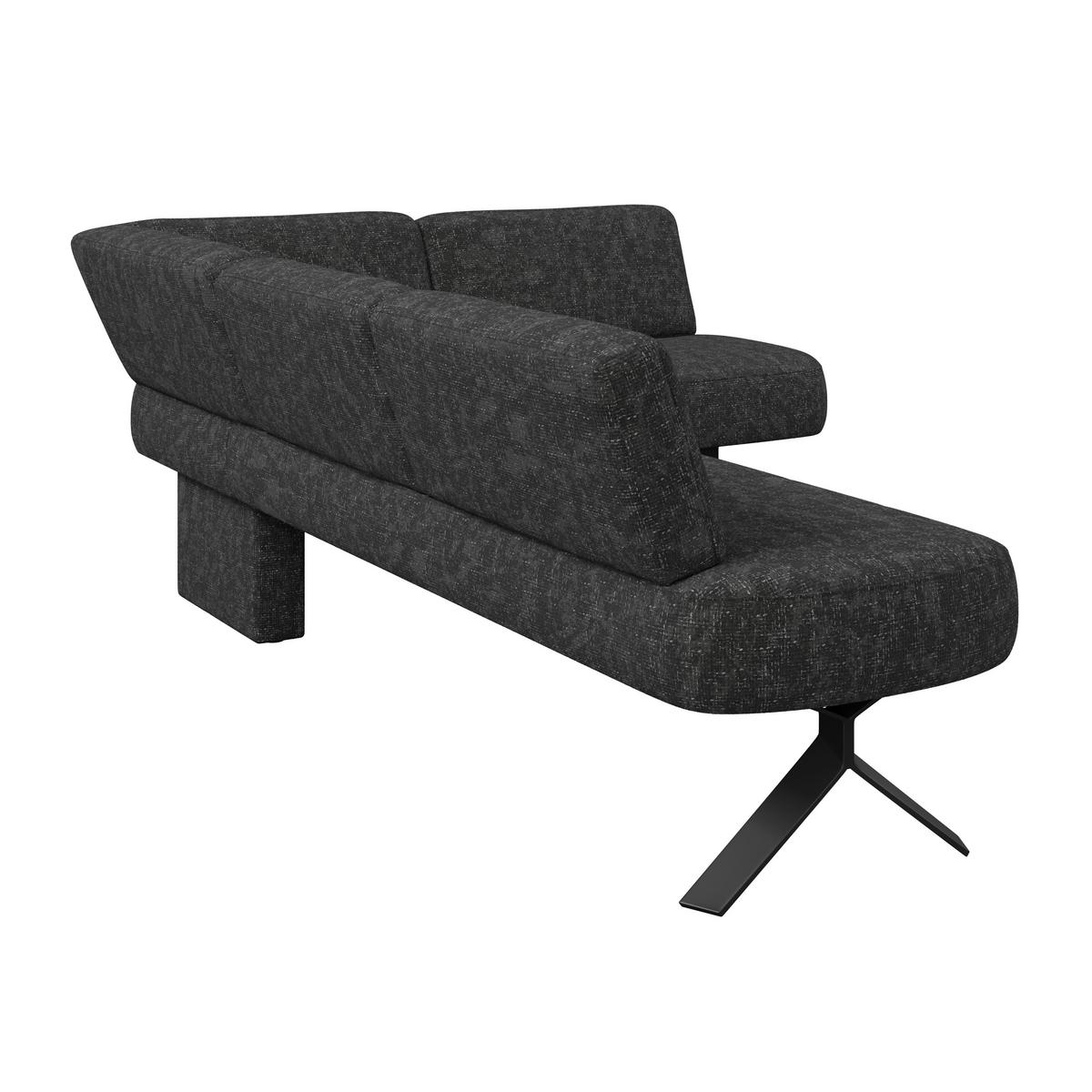 Eckbank dunkelgrau/Metallbeine Ulmo, S:248x176cm - Dunkelgrau/Schwarz, MODERN, Textil/Metall (248/176cm)