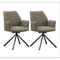 Armlehnstuhl-Set Donny Grün B: 57,5 cm - Schwarz/Grün, MODERN, Textil/Metall (57,5/92/52cm) - MID.YOU