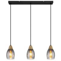 Hängeleuchte 15706-3h - Schwarz/Grau, Basics, Glas/Kunststoff (55/10/120cm) - Globo