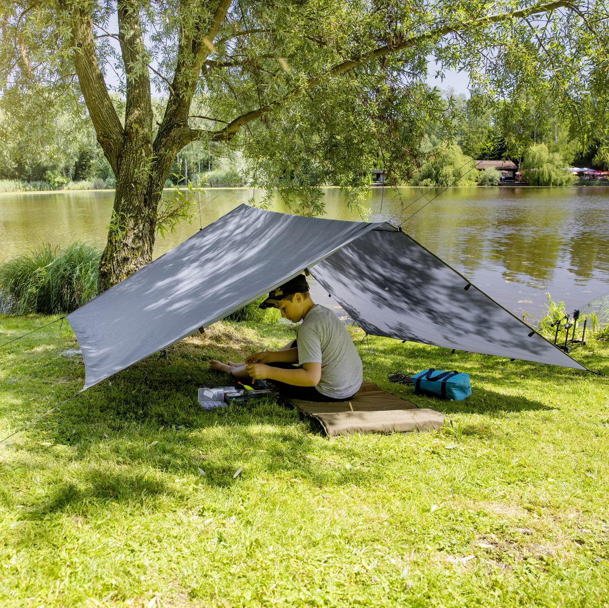 Schutzplane mit Schlaufen 4x5m Premium Ripstop Anthrazit - Anthrazit, Basics (400/500cm)