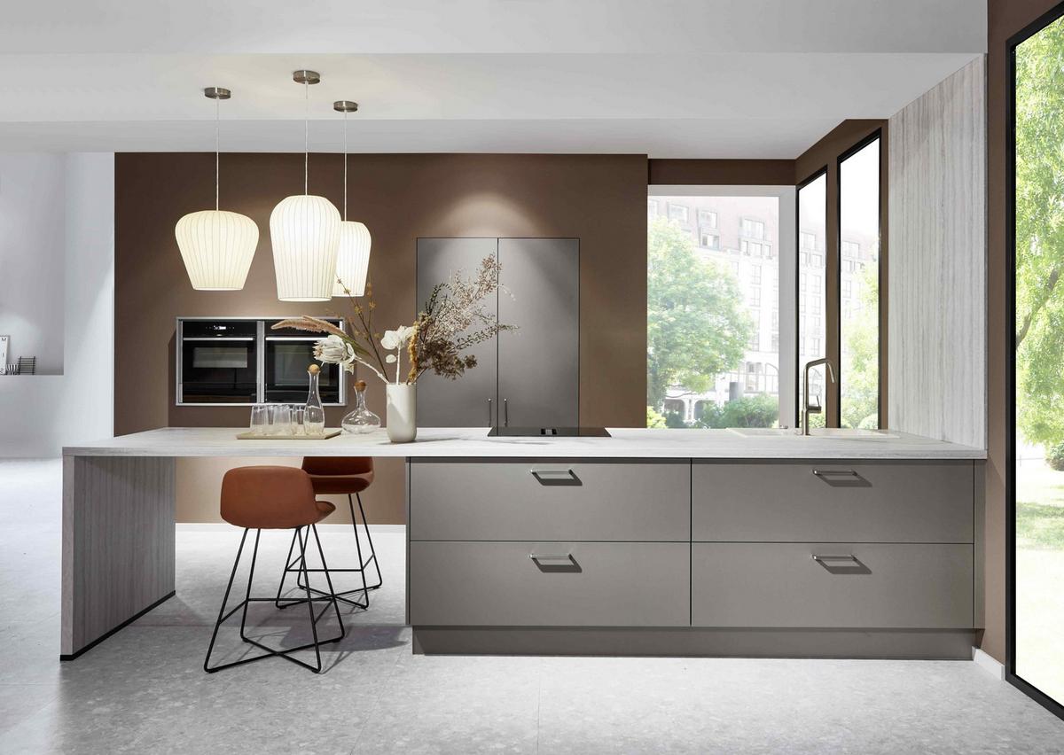 Einbauküche Taupegrau Planbar In Taupegrau - Taupe/Grau, MODERN, Holzwerkstoff - Vertico