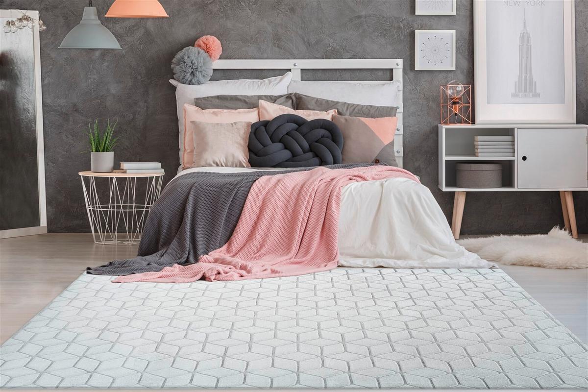 Teppich Grau, Weiß Vivica 125, Bxl: 80x150 Cm - Weiß/Grau, KONVENTIONELL, Textil (80/150cm)