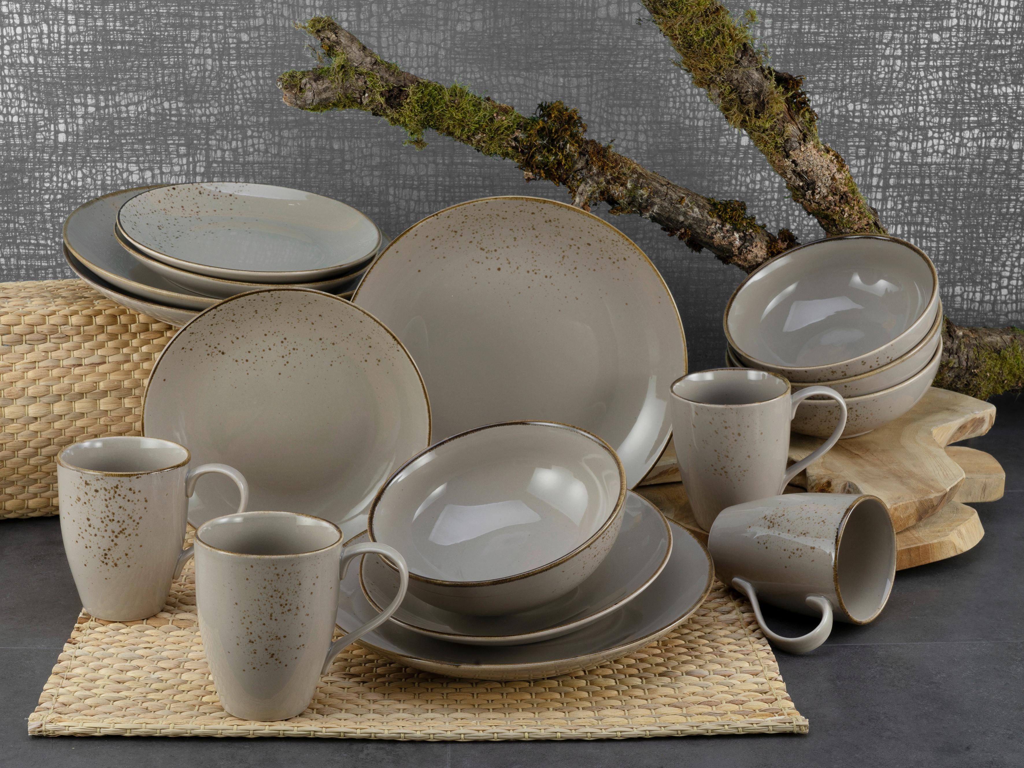 Speisetellerset 22045 Nature Collection - Grau, Trend, Keramik (27cm) - Creatable
