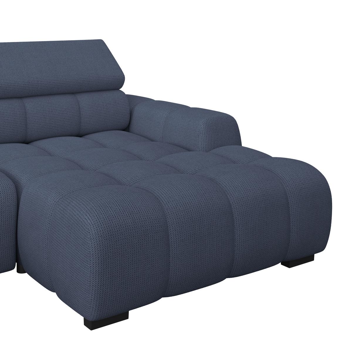 Ecksofa Fargo S Blau, B: 285 Cm - Blau/Schwarz, Trend, Textil (285/168cm)