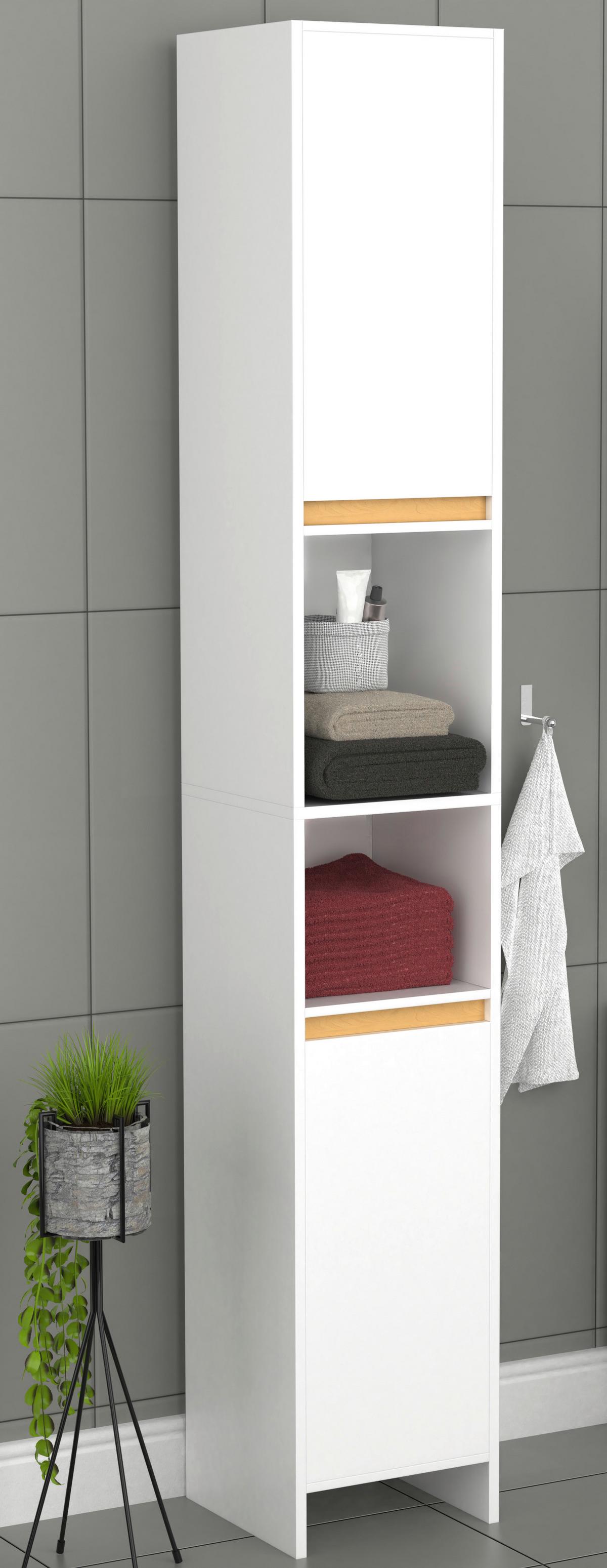 Hochschrank Malira Weiß/Eiche Dekor B:30cm - Honigeiche/Eichefarben, MODERN, Holzwerkstoff (30/189/30cm) - MID.YOU