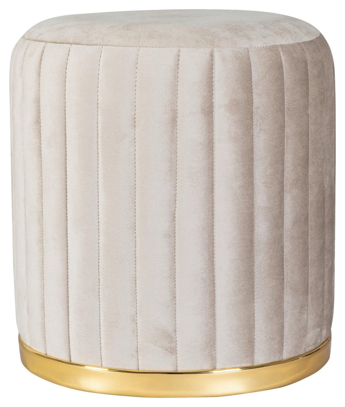 Hocker Doric 125 Goldfarben/Taupe D: 43 cm - Taupe/Goldfarben, Design, Textil (43/46cm) - Kayoom