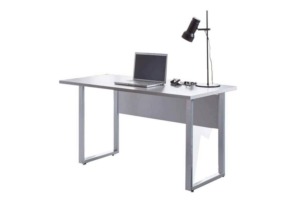 Schreibtisch Office Edition Grau L: 138cm - Silberfarben/Grau, MODERN, Holzwerkstoff/Metall (138/74/67cm) - MID.YOU
