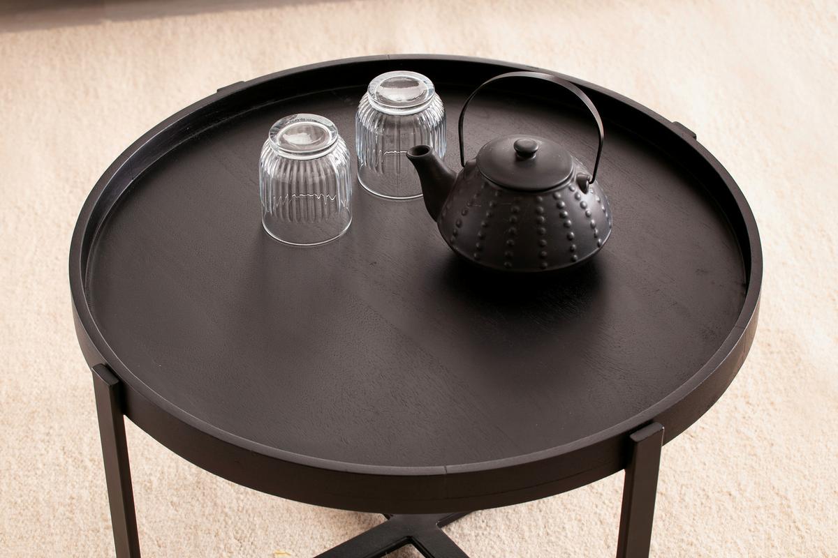 Konferenční stolek mangové dřevo - černá, Design, kov/dřevo (60/60/35cm) - MID.YOU