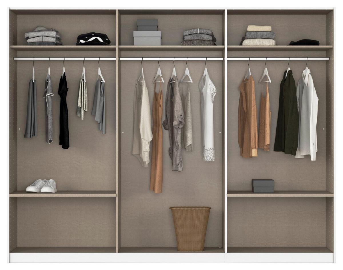 Šatníková skriňa ELARA - sivá/biela, Konventionell, kompozitné drevo (271/210/62cm) - Premium Living