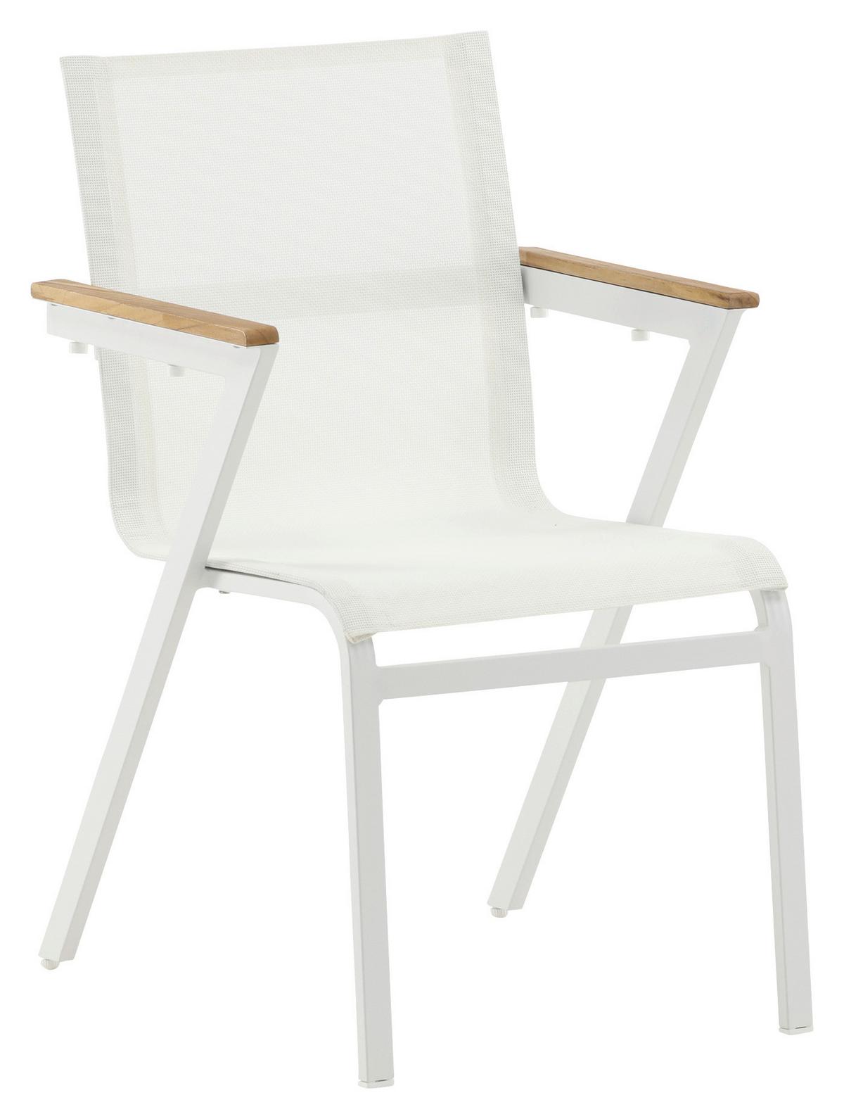Gartensessel Stapelbar Mexico Aluminium - Weiß, KONVENTIONELL, Holz/Metall (57/87/61cm) - Gardenson