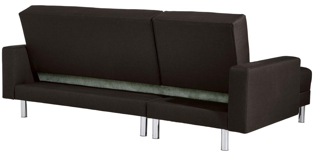 Ecksofa mit Schlaffunktion Just Fashion Dunkelbraun - Chromfarben/Dunkelbraun, KONVENTIONELL, Textil (152/230cm) - Max Winzer
