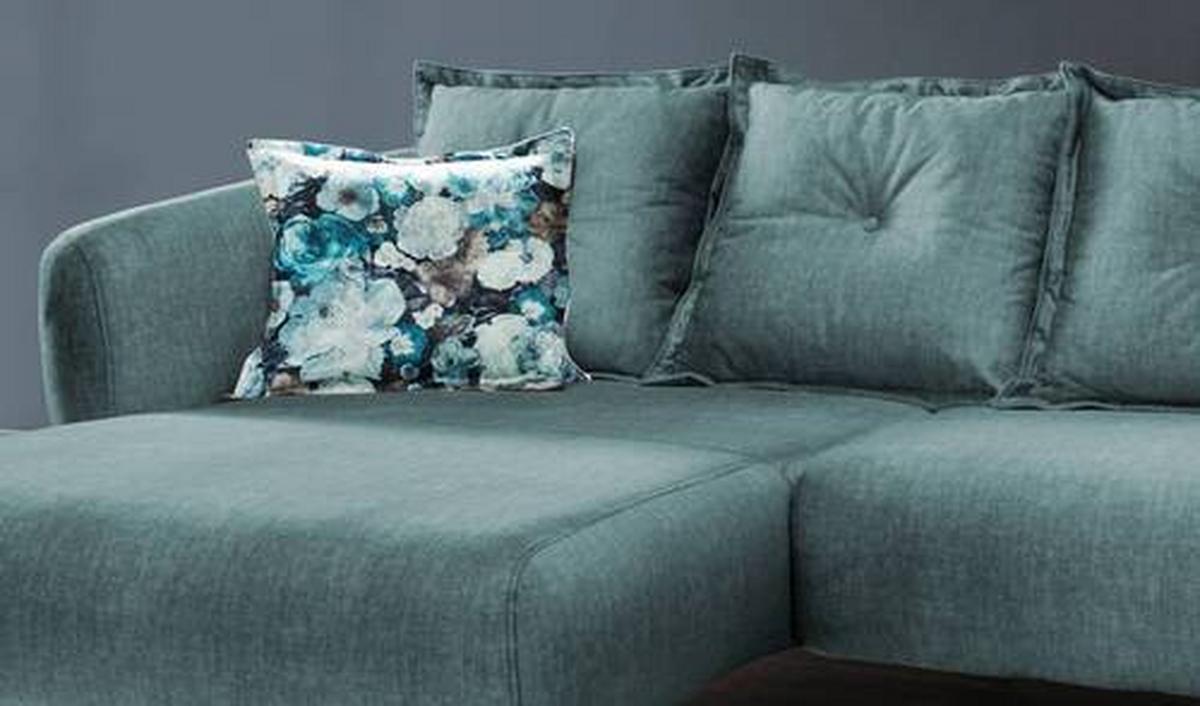 Ecksofa Baggio Mit Kissen Textil Blau/grün - Blau/Multicolor, MODERN, Holz/Textil (162/277cm) - Livetastic