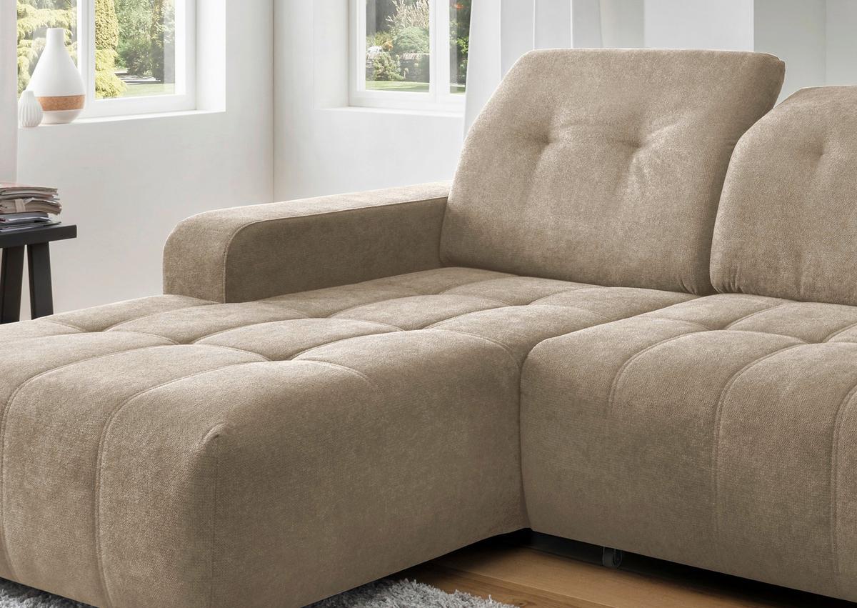 Ecksofa Vicari Hellbraun S: 292x185 Cm - Hellbraun/Schwarz, MODERN, Textil (292/185cm) - Livetastic