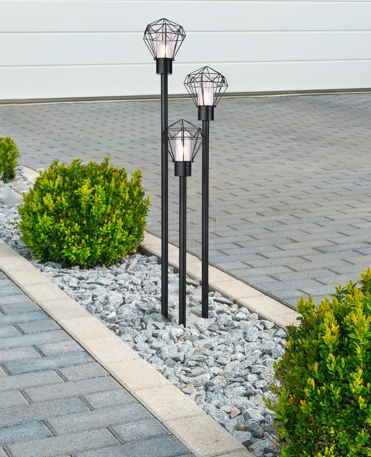 Außenleuchte Horace 15 Watt Edelstahl - Klar/Schwarz, Basics, Kunststoff/Metall (44,2/44,5/170cm)