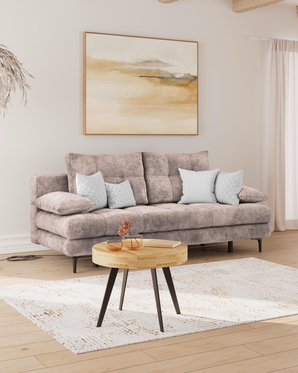 Schlafsofa Perla Rosa B: 203 cm - Schwarz/Rosa, KONVENTIONELL, Textil (203/94/96cm)