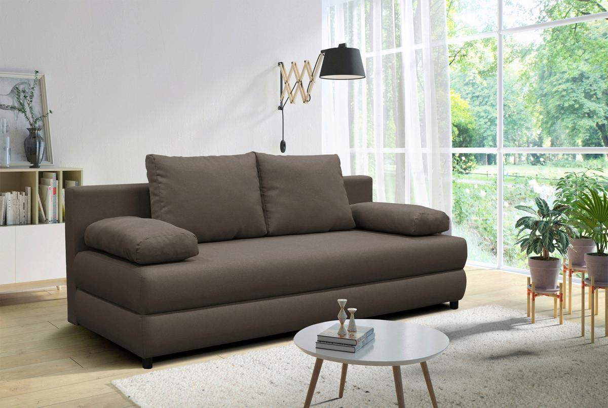 Schlafsofa Mela Grau B: 206cm - Schwarz/Grau, Design, Textil (206/87/88cm) - P & B